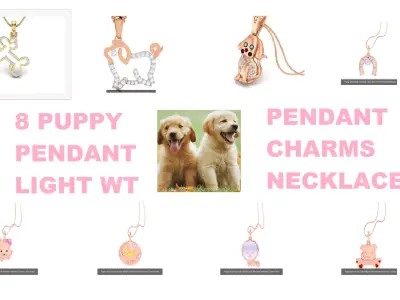 8 Puppy Diamond Light Weight Kids Pendant Necklace Charms 3D Model Pack