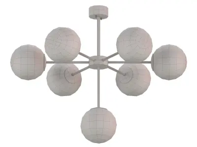BALL 7 chandelier with six balls hanging from it Low-poly 3D model