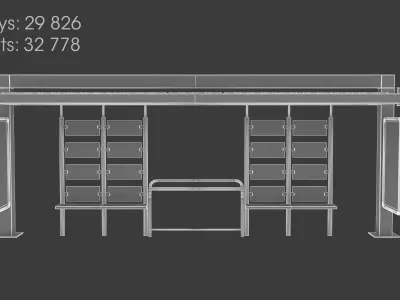 9 Bus Stop Collection Low-poly 3D model