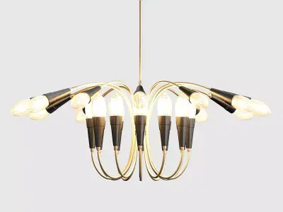 Delightfull modern chandelier with gold accents 3D model