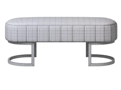 Safina Velvet Hallway Bench in Silver Grey with Gold Legs 3D model
