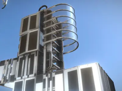 Modular Sci-Fi Ladders Silver Low-poly 3D model