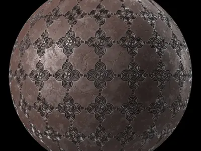 Metal Materials 26- Ornament Metal panels Pbr 4k Seamless Texture