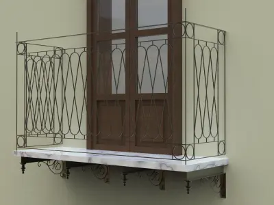Door window and Italian balcony  3D model