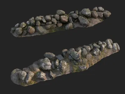 Stone wall bundle A 3D model