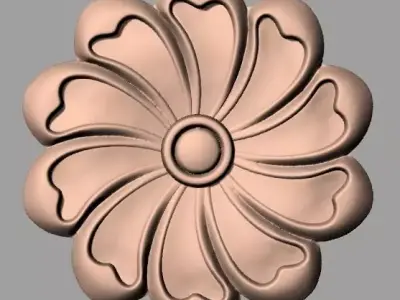 Furniture decoration round flower 3D STL model for CNC E899 3D model