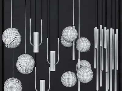Pendant lights set 025 3D model