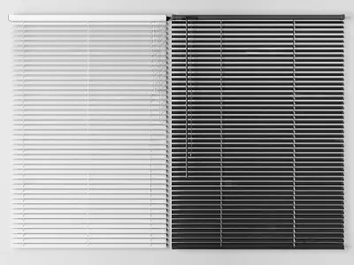 Black and White Aluminum Venetian Blinds for Windows 3D model