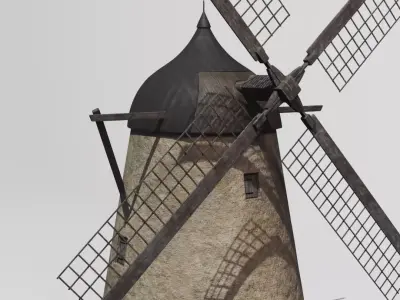 Old windmill Low-poly 3D model