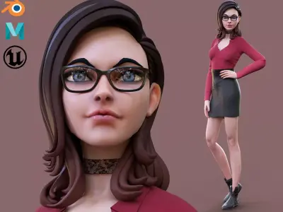 Cartoon Girl Rig Ver 2 Low-poly 3D model