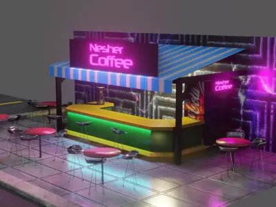 Coffee Shop - Low Poly Game Ready - PBR Low-poly 3D model