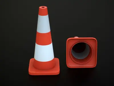 Traffic Cone Low-poly 3D model