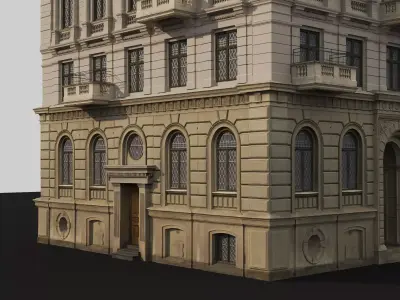 Classic building low poly 3d model Low-poly 3D model
