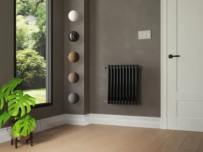 Simple room or hall with door for heater and wall interiors 3D model