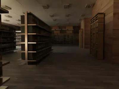 Supermarket interior Low-poly 3D model