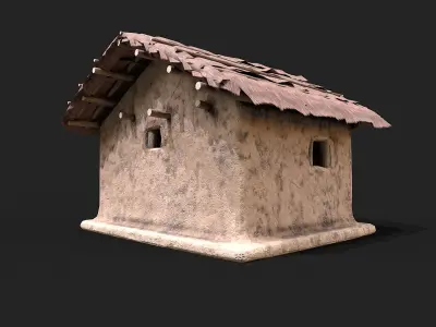 Primitive Houses Shelters Low Poly PBR Low-poly 3D model