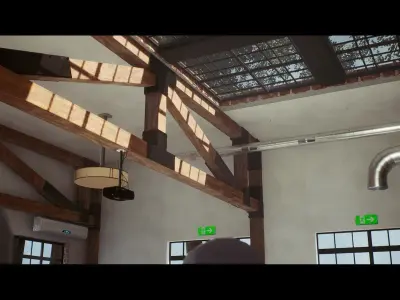 Modular School  Classroom with Hallway Low-poly 3D model