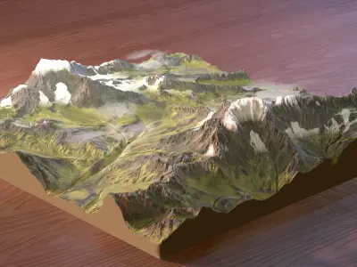 Gaea - Summer Alps Mountains 3D model
