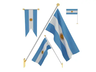 Flags of Argentina 3D model