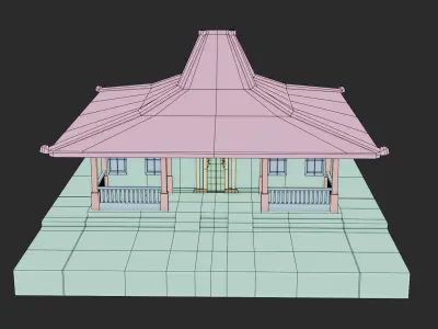 Traditional Javanese Joglo House 3D model