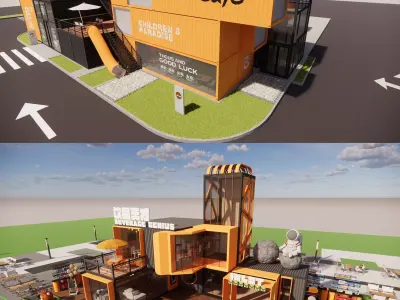 Container coffee shop-1 3D model