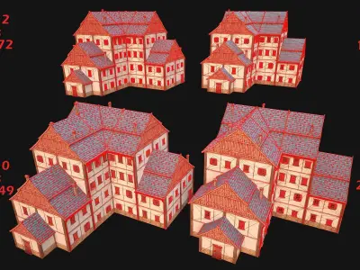 Medieval High Rise House 4 Floors  Low-poly 3D model