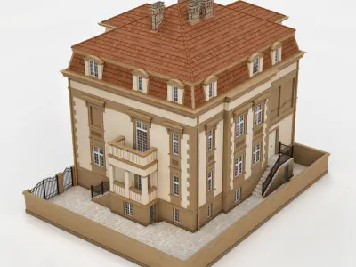 Elegant Townhouse HQ Model 3D model