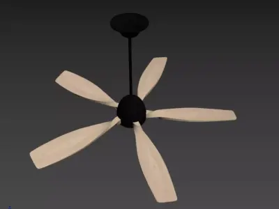 Modern Wooden 5-Blade Ceiling Fan 3D model