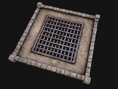 Medieval Castle Roof with Prison Bars Low-poly 3D model