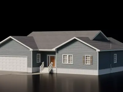 American Cottage House 7 Low-poly 3D model