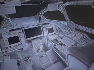 Sci Fi Heavy Fighter Cockpit Low-poly 3D model