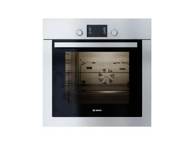 Kitchen1 stainless steel oven with glass door 3D model