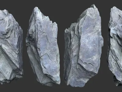 8 Modular Sharp Cliffs - 250706 Low-poly 3D model