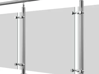 Set of glass railing systems 3D model