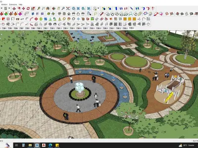 Art deco office building with theme park sketchup model 3D model