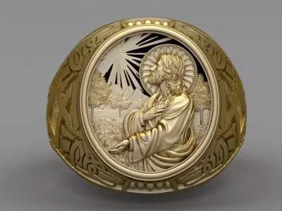 Jesus Diamond Ring 3d Print Model  3D print model