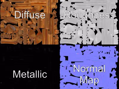 Rustic Wooden Fence model pack Low-poly 3D model