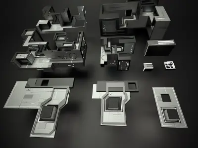 Tech boxes-TB1 kit Low-poly 3D model