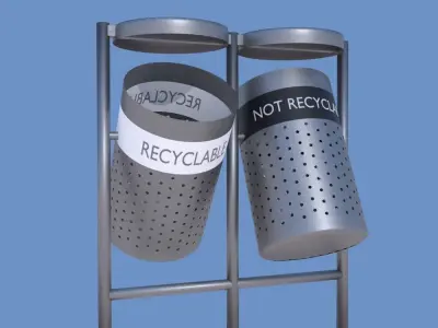 Garbage Can 3D model made in Blender exterior street Rigged Low-poly 3D model