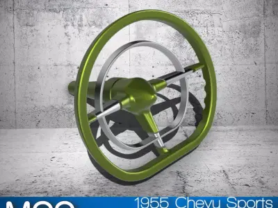 1955 Chevy Retro Billet Style Sports Steering Wheel N Shifter 3D print model