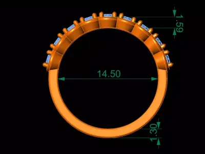 Sparkling Half Eternity Ring  Model RJ 87 3D print model
