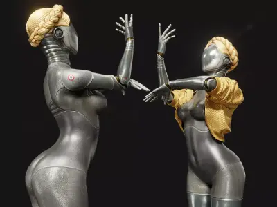 Ballerina Robot Twins - Atomic Heart - Rigged 3D model