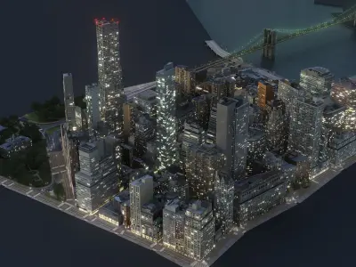  Manhattan Lower Part04 Night Low Poly 
