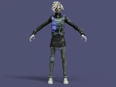 Bytes Cyberpunk Rigged Character 3D model