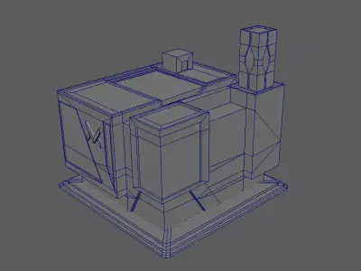 Stylized Sci-Fi Brutalist Building - Game Ready Prop Low-poly 3D model