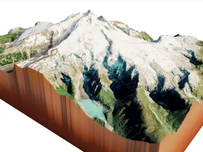 Tronador extinct stratovolcano 3d model terrain 3D model