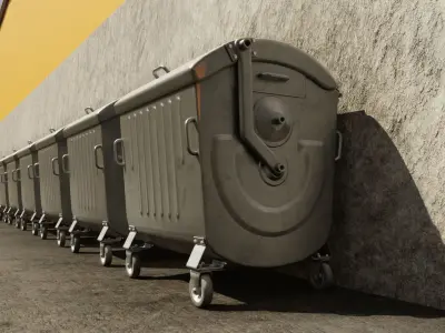 Metal Garbage Dumpster Low Poly Remastered Low-poly 3D model