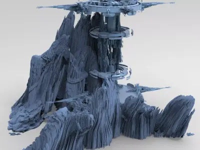 Sci fi mountain Artifact facility  3D model