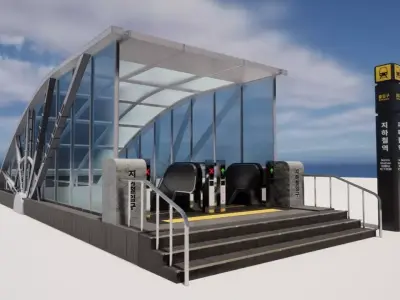 Korean Underground Metro Entrance 01 Low-poly 3D model