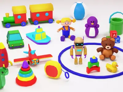 Lowpoly cartoon toys Pack Low-poly 3D model